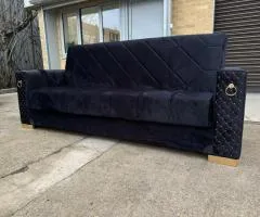 3Seater Black Star With Gold Ring Sofa Bed Storage Sofa Bed